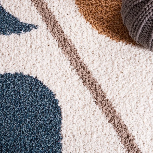 Calico Shag CLC114A Ivory / Blue 4 Calico Shag CLC114A Ivory / Blue - Image 4