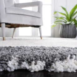 Fontana Shag FNT898F Grey / Ivory -The Rug District Shop FNT898F 5 DETAIL2