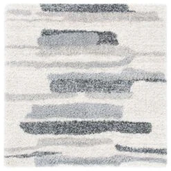 Fontana Shag FNT890F Grey / Ivory -The Rug District Shop fnt890f 7sq
