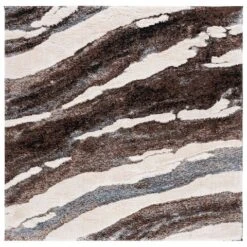 Hi-Lo Shag HLS204T Brown / Beige Blue -The Rug District Shop hls204t 7sq